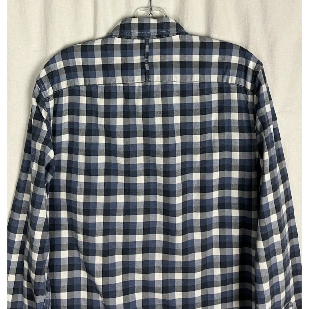 Banana Republic Luxe Flannel Slim‎ Fit Shirt Button Up Tall Mens M Blue Cotton